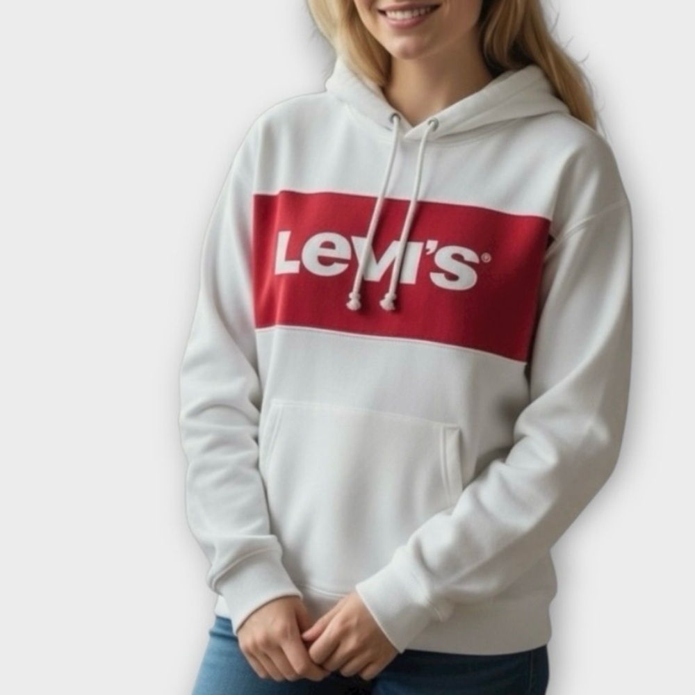 Levi’s Retro Logo Hoodie in White Women’s Size M